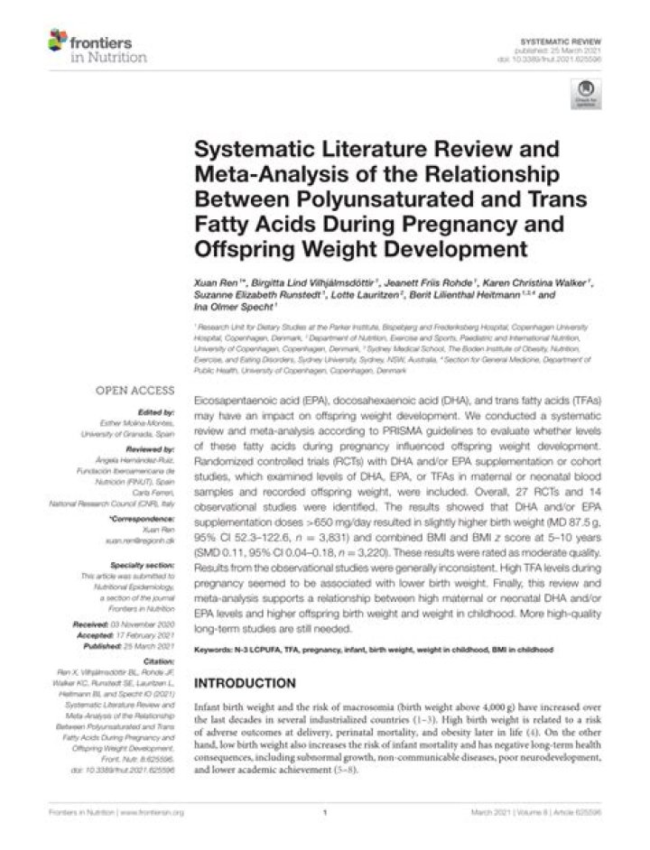 During pregnancy trans fatty acids?