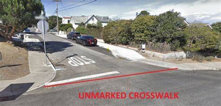 What is an unmarked crosswalk in california?