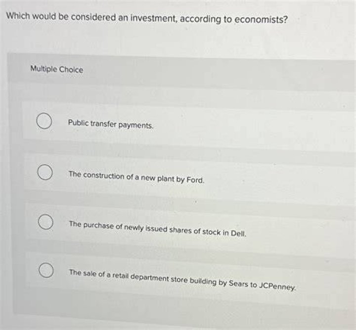 What would be considered an investment according to economists?